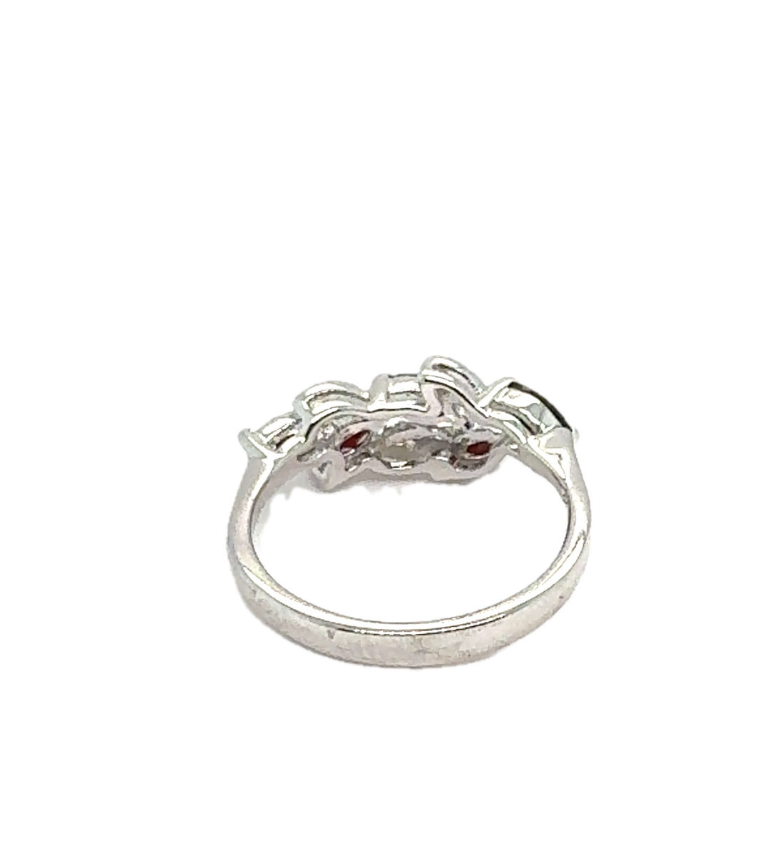 Sterling Silver Leaf Garnet Ring