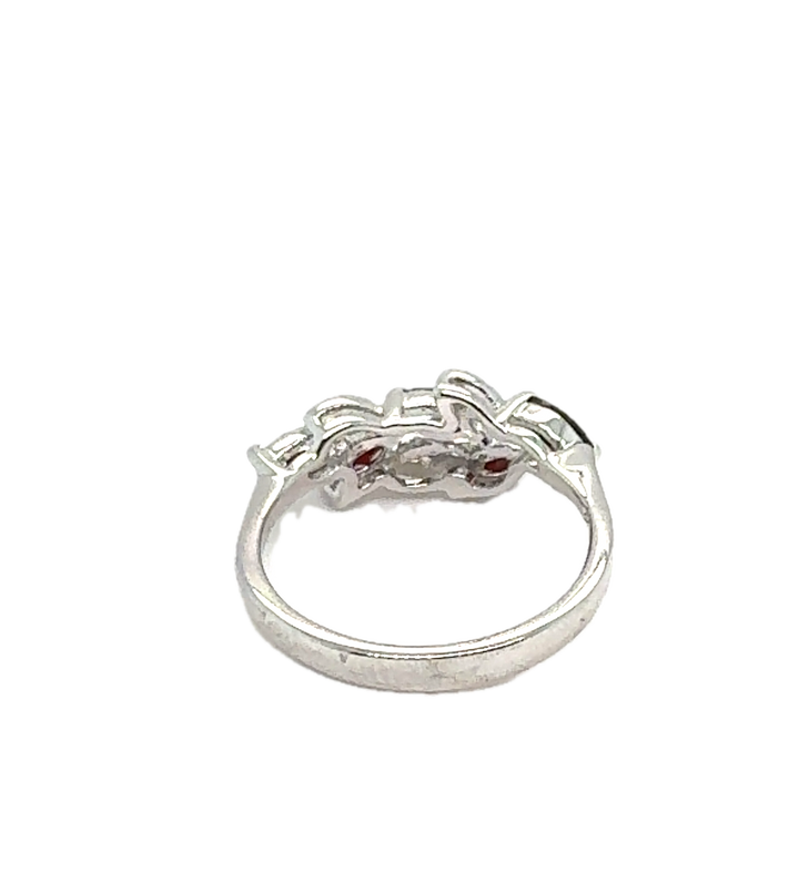 Sterling Silver Leaf Garnet Ring