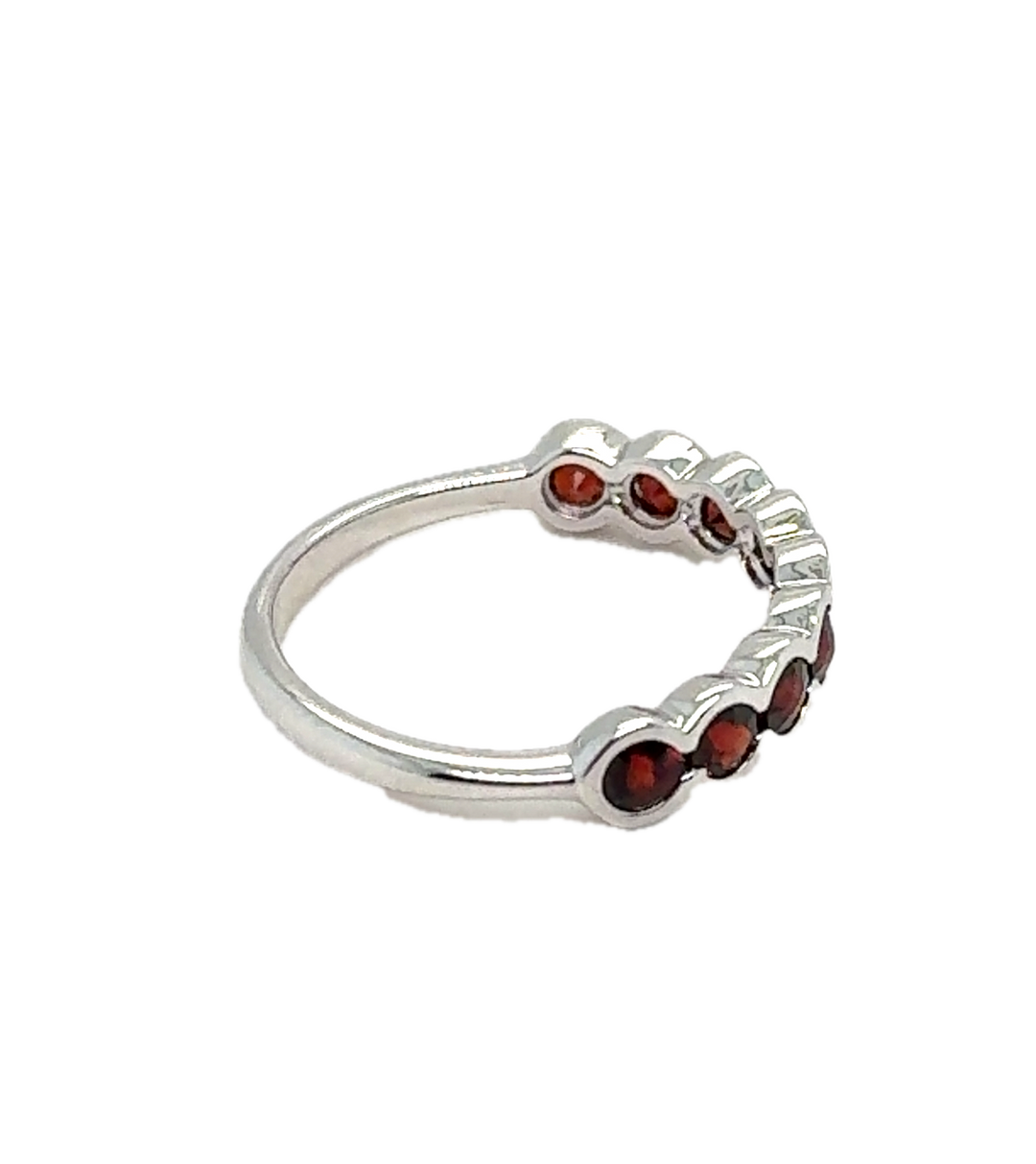Sterling Silver Bezel Set Garnet Ring