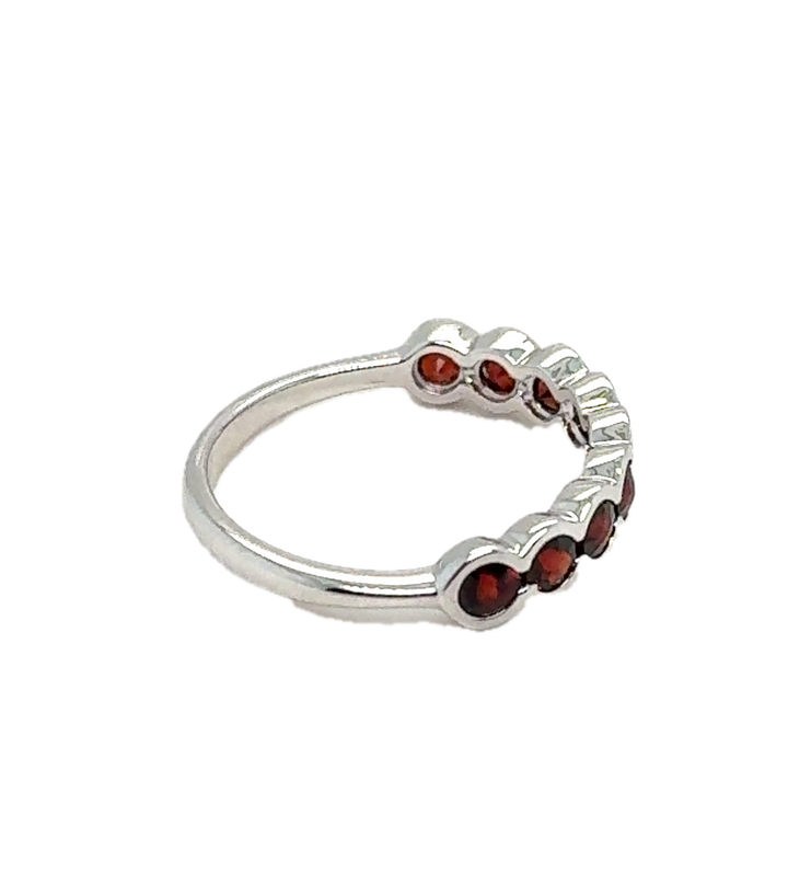 Sterling Silver Bezel Set Garnet Ring