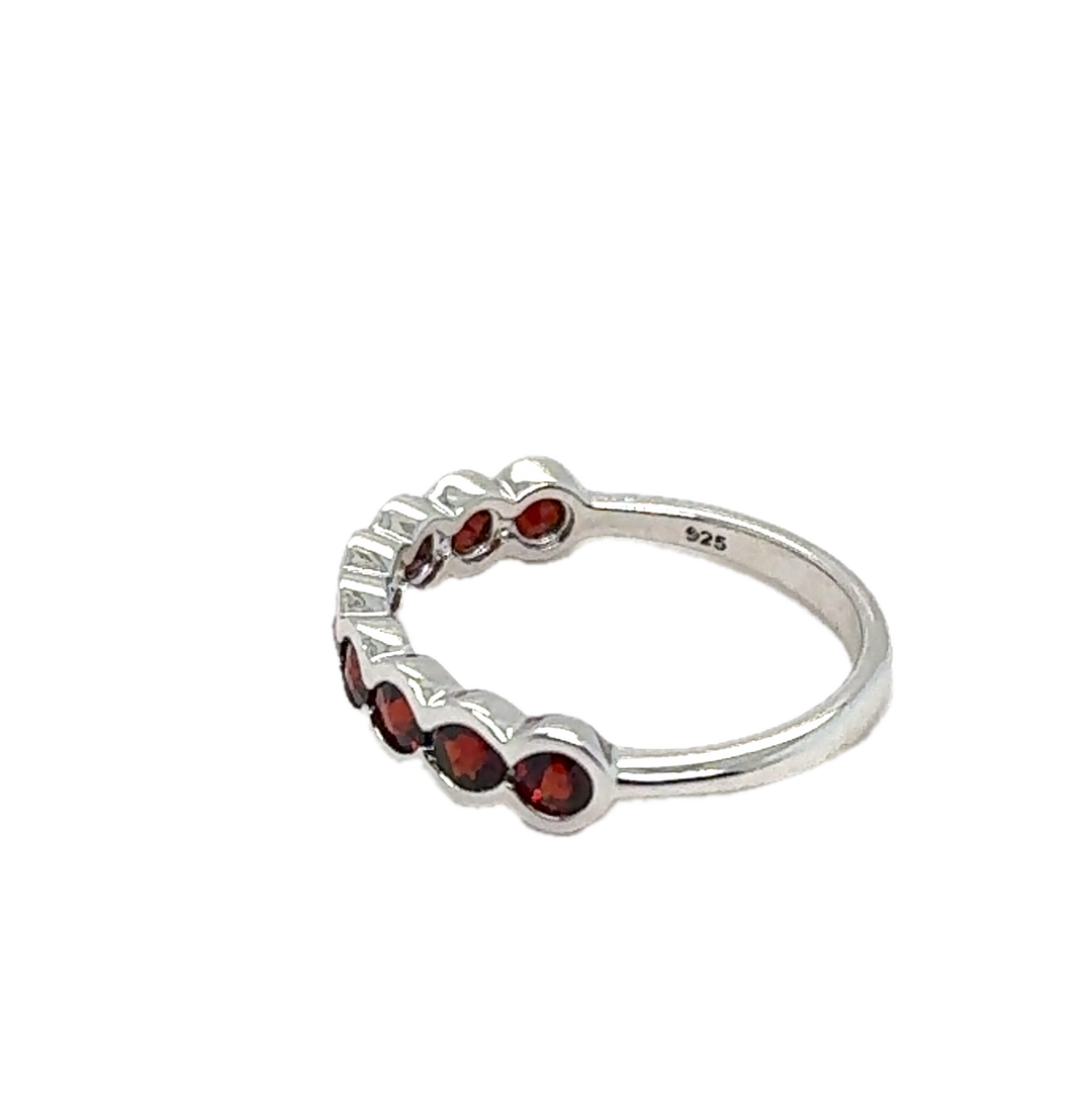 Sterling Silver Bezel Set Garnet Ring