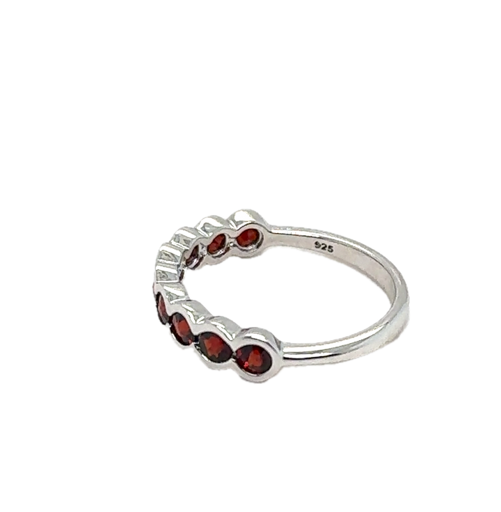 Sterling Silver Bezel Set Garnet Ring