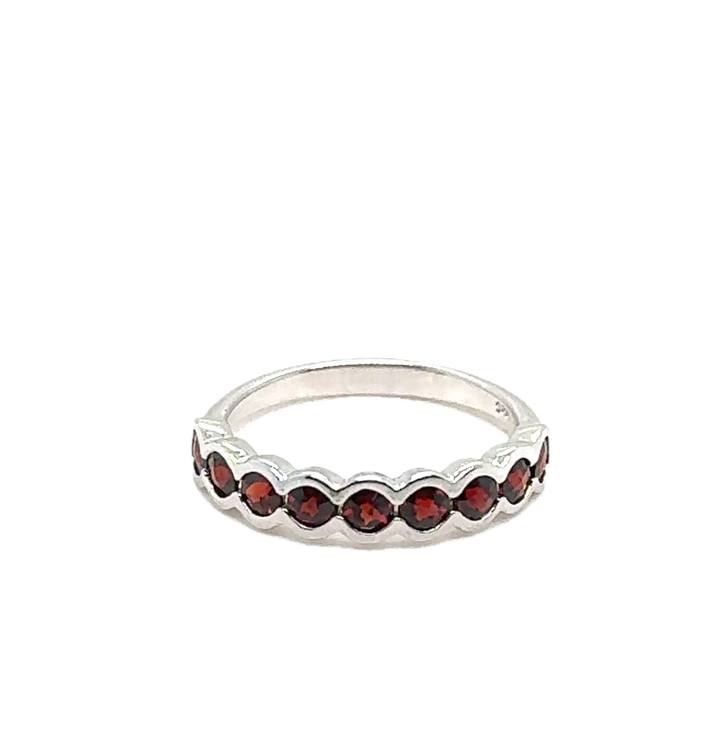 Sterling Silver Bezel Set Garnet Ring
