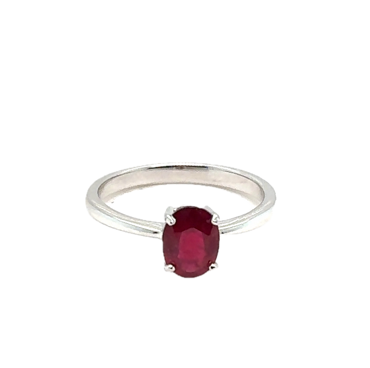 Sterling Silver Solitaire Byron Ruby Ring