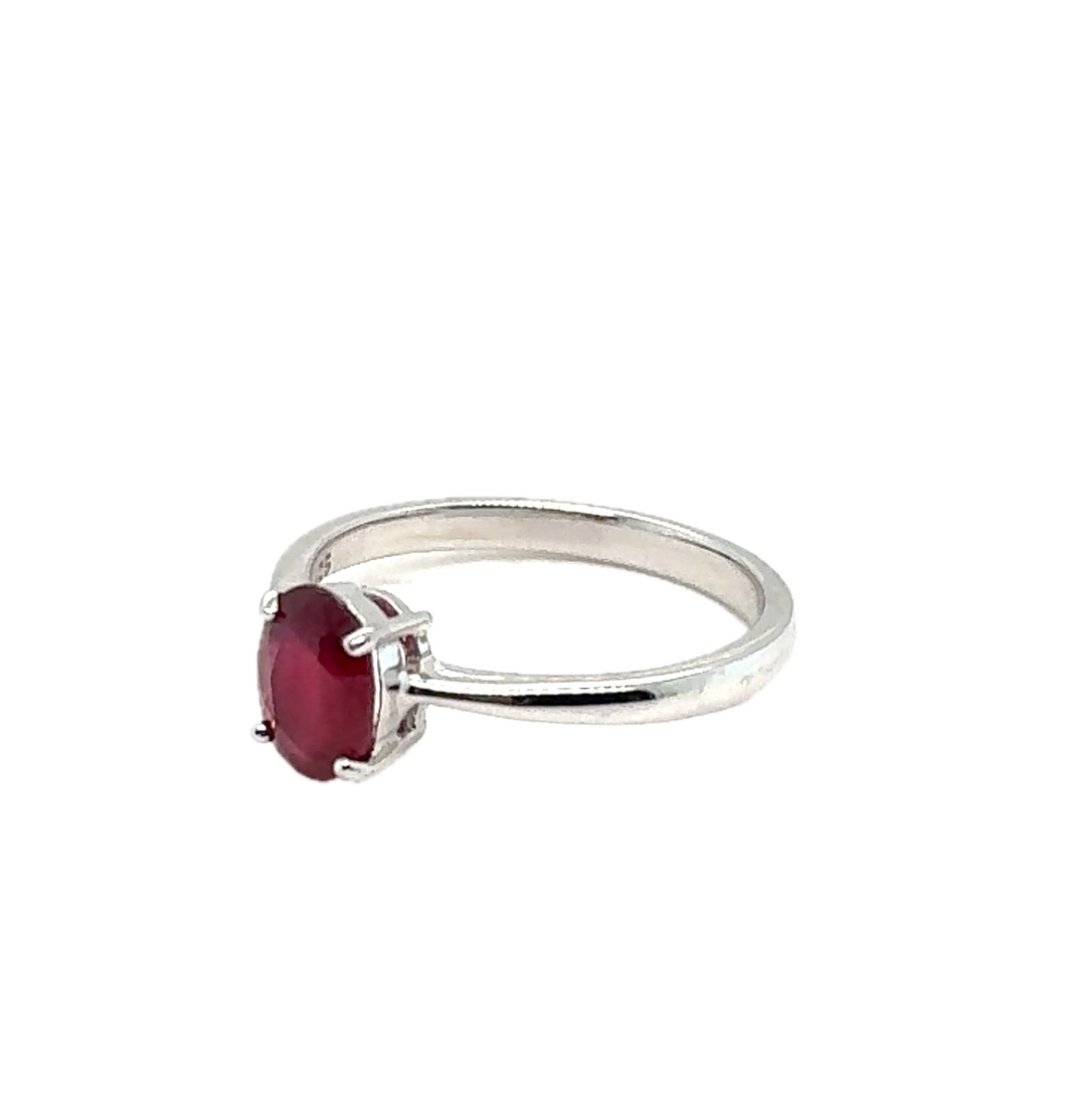 Sterling Silver Solitaire Byron Ruby Ring