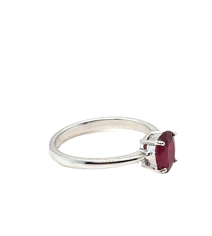 Sterling Silver Solitaire Byron Ruby Ring