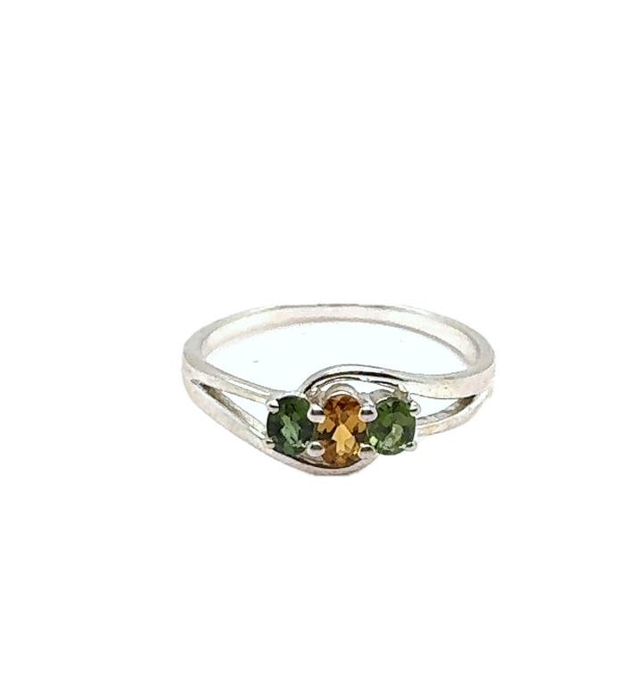 Sterling Silver Tourmaline Trilogy Ring