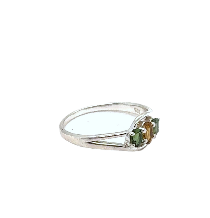 Sterling Silver Tourmaline Trilogy Ring