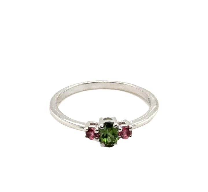 Sterling Silver Tourmaline Trilogy  Ring