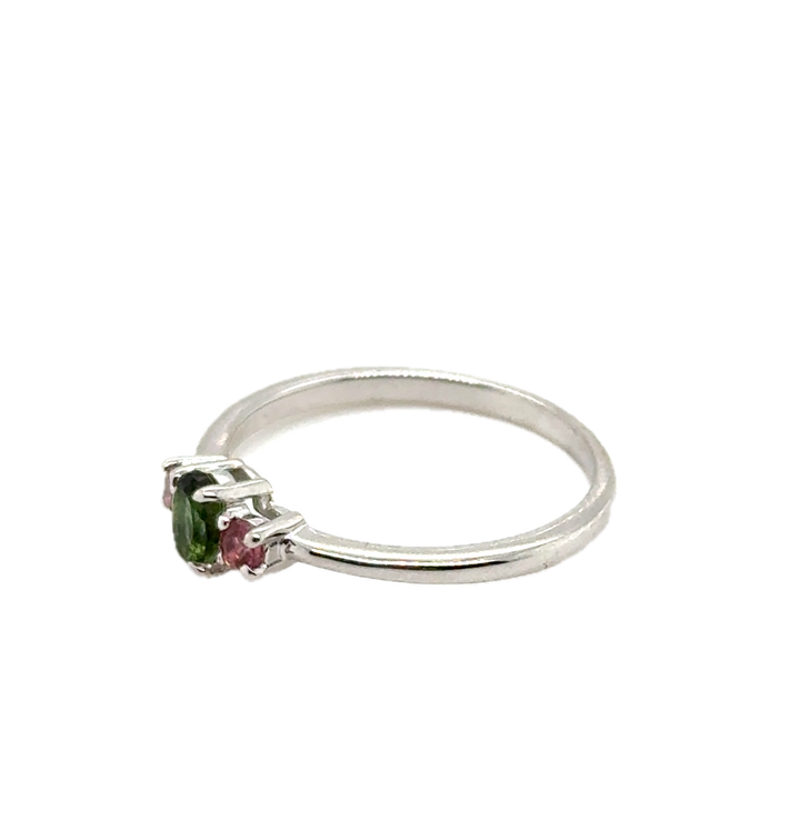Sterling Silver Tourmaline Trilogy  Ring