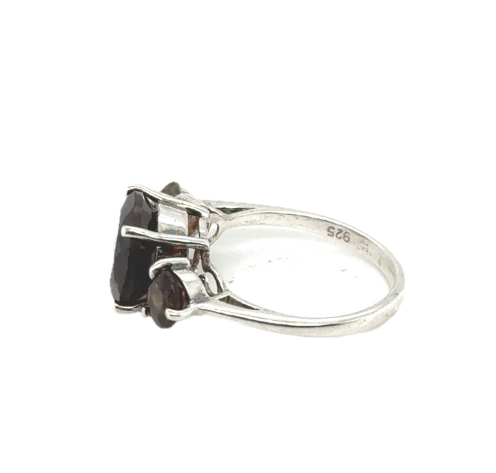 Sterling Silver Smokey Quartz Trilogy Ring