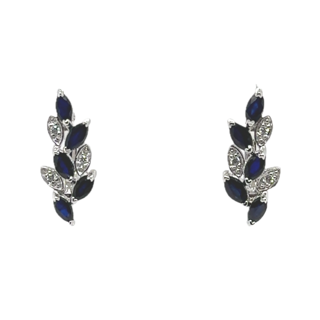 Sterling Silver Sapphire Leaf Earrings