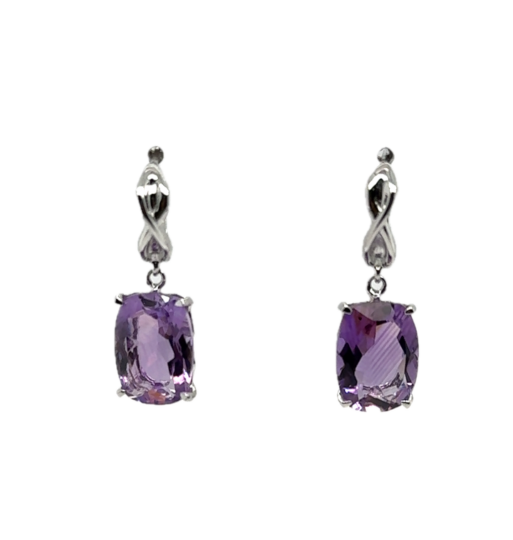 Sterling Silver Amethyst Drop Earrings