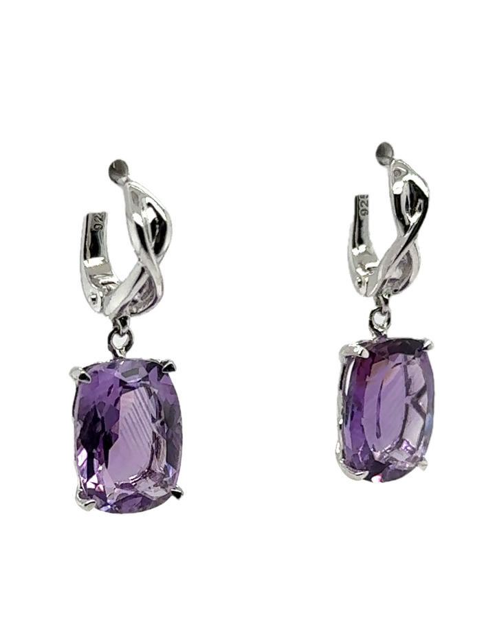 Sterling Silver Amethyst Drop Earrings