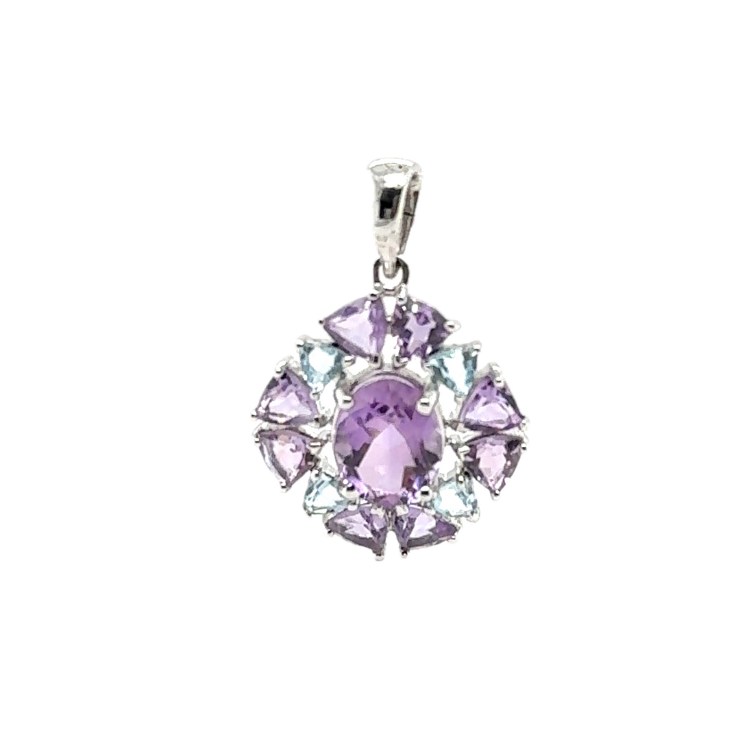 Sterling Silver Amethyst &amp; Blue Topaz Pendant