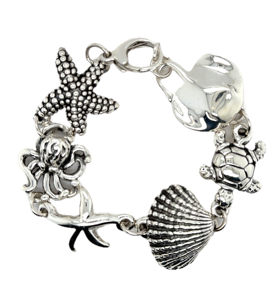 Sterling Silver Coral Sea Life Bracelet