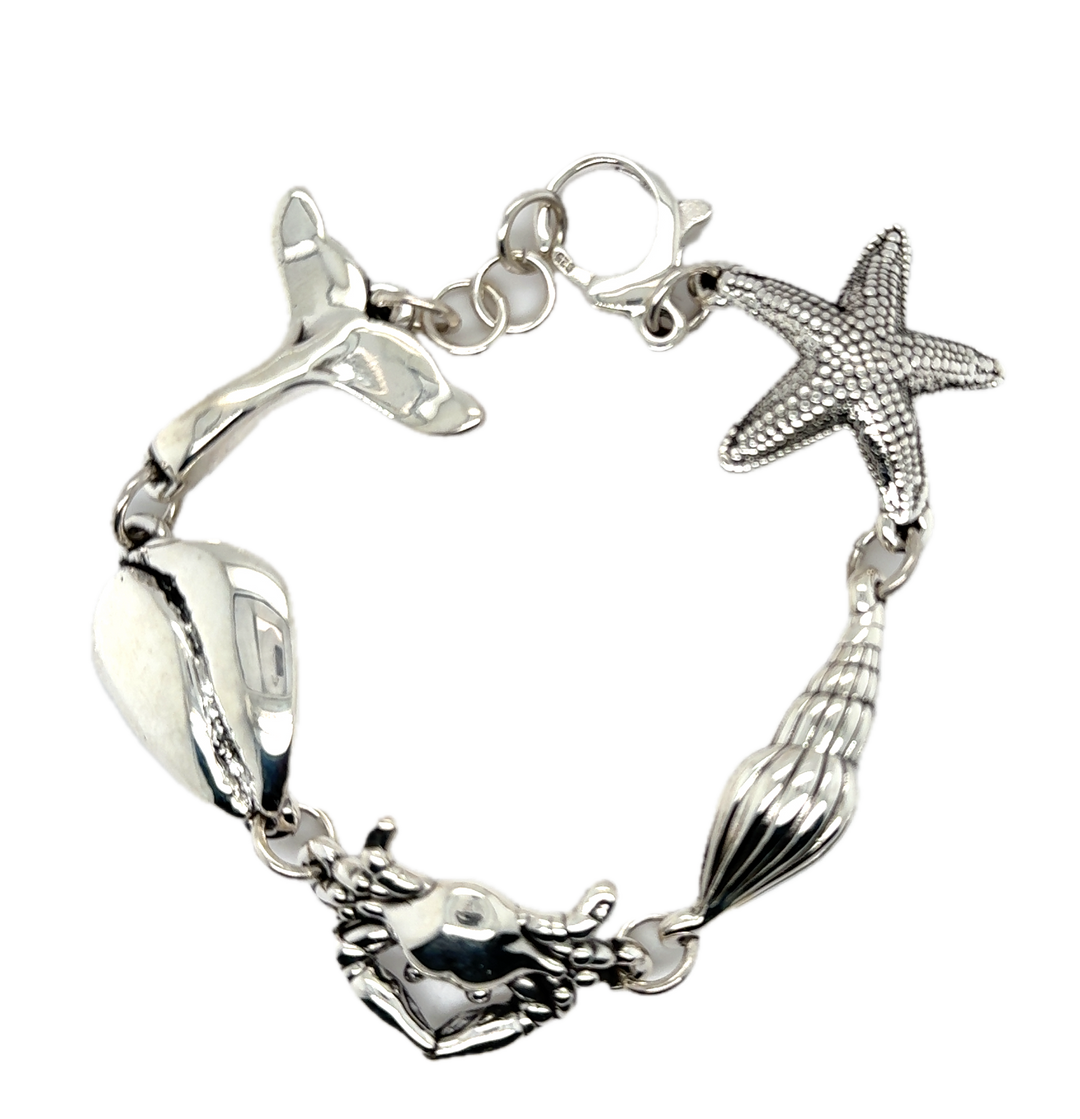 Sterling Silver Coral Sea Life Bracelet