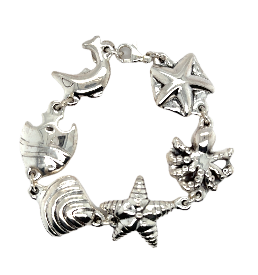 Sterling Silver Coral Sea Life Bracelet