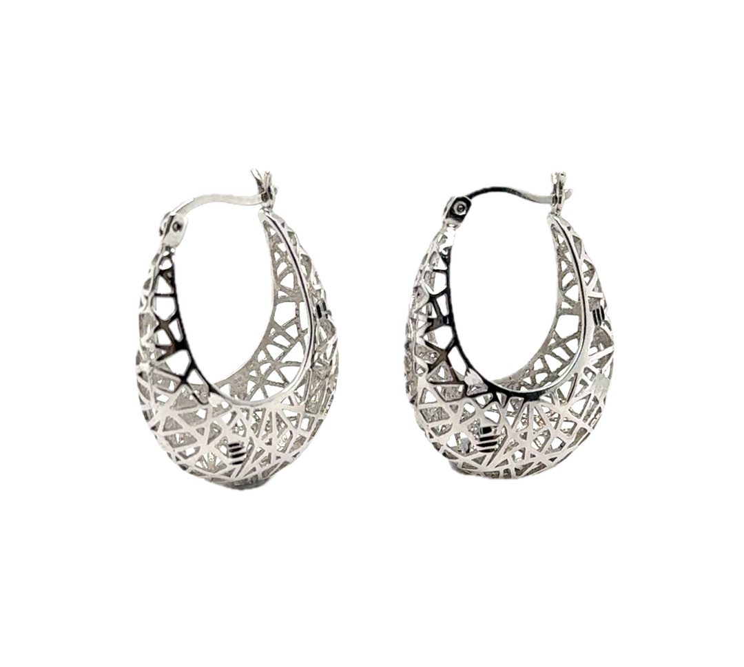 Sterling Silver Filigree Hoop Earrings