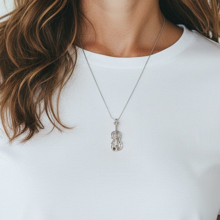 Sterling Silver Violin Pendant