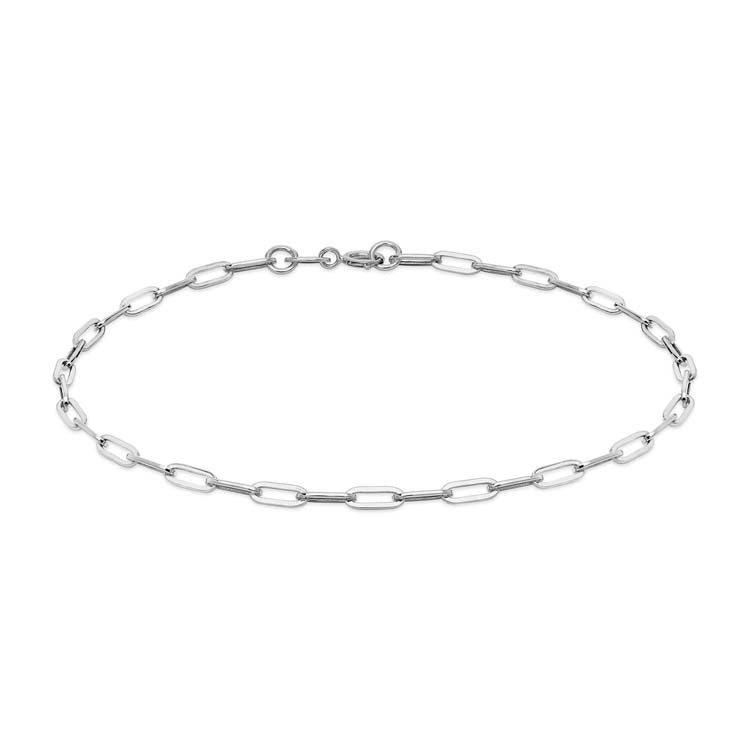 9K White Gold Thin Paper Chain Bracelet 18.5cm - B & S Lyncris Jewellers