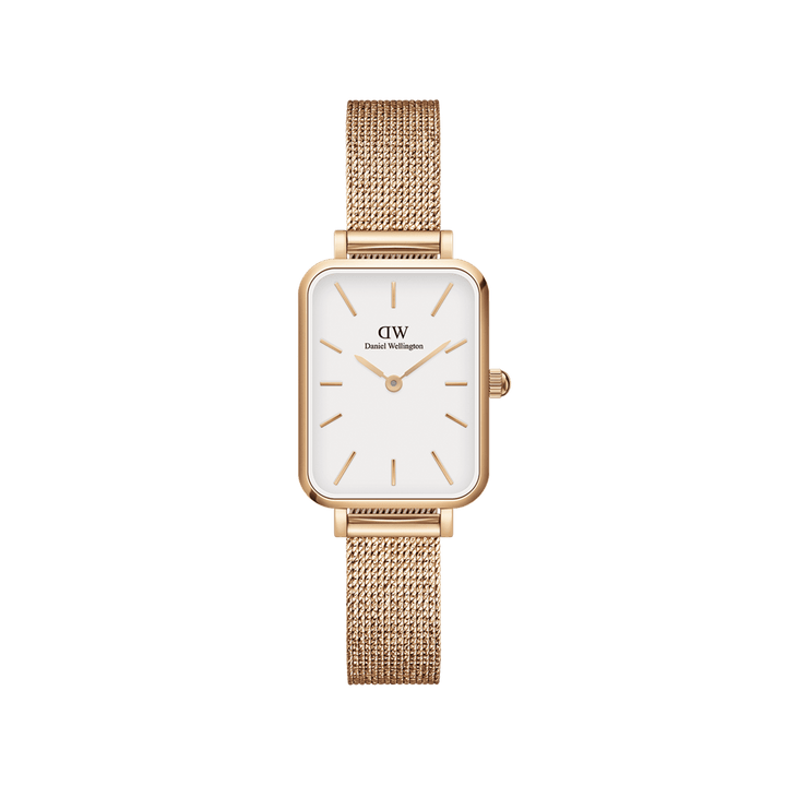 Daniel Wellington Quadro 20X26 Pressed Melrose Rose Gold & White Watch