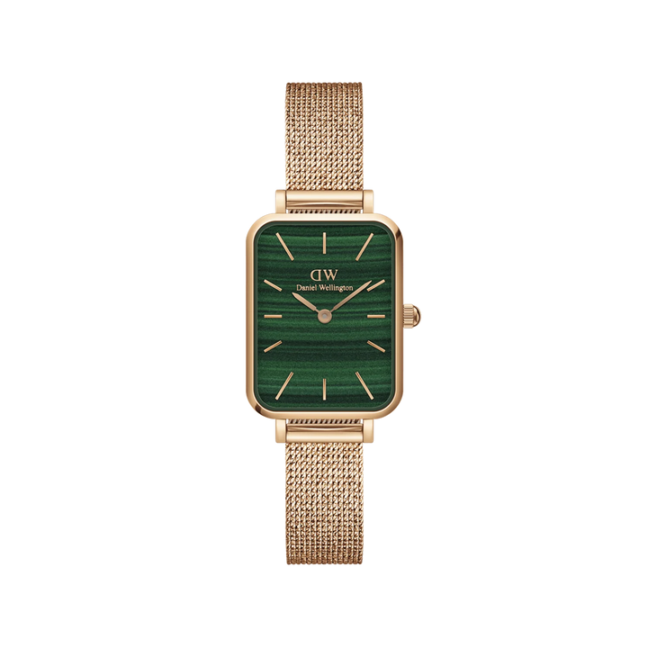 Daniel Wellington Quadro 20X26 Pressed Melrose Rose Gold & Green Watch