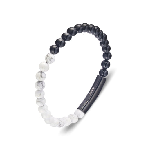 BLAZE Beaded Stainless Steel Black & White Bracelet