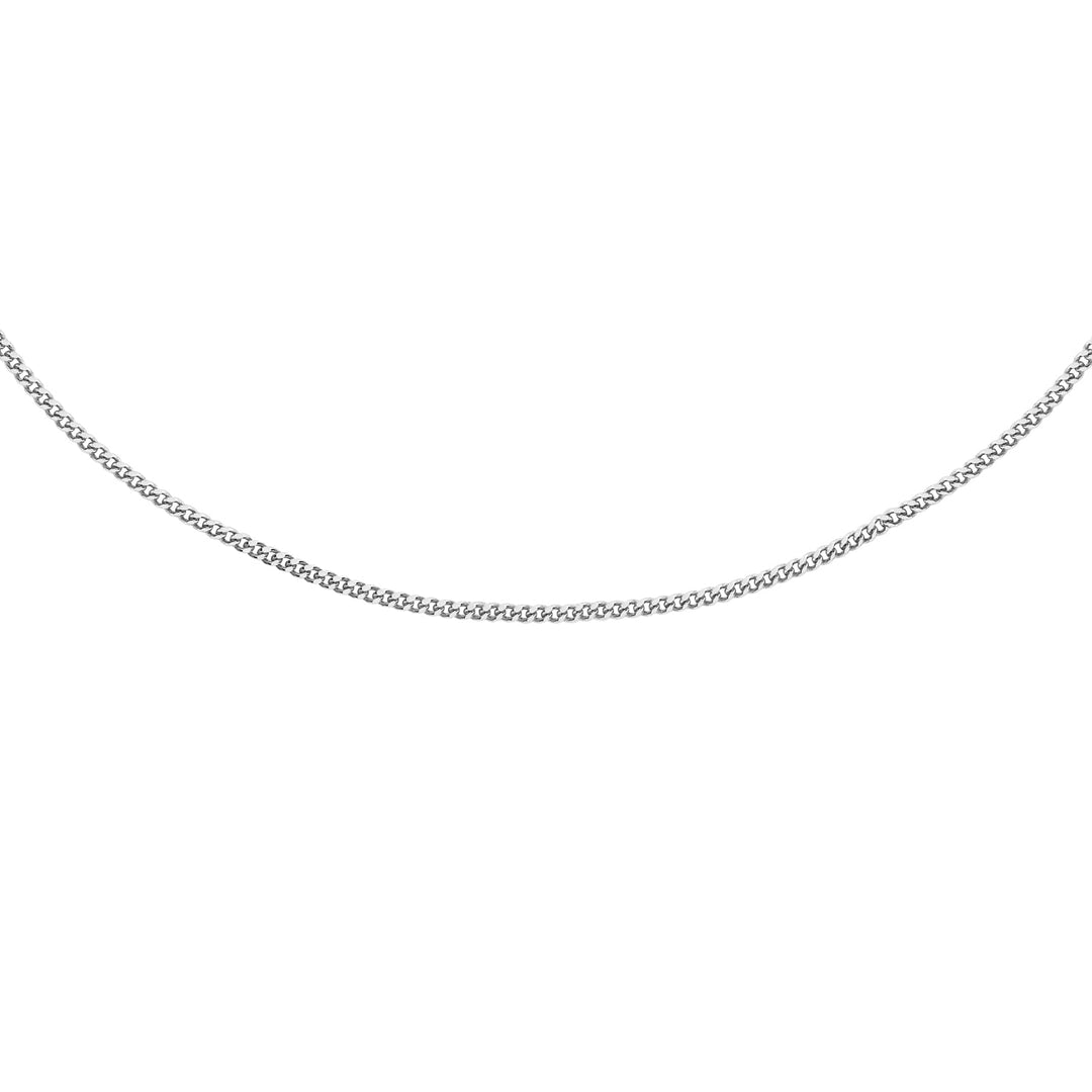 18K White Gold Solid Diamond Cut Curb Chain 40cm
