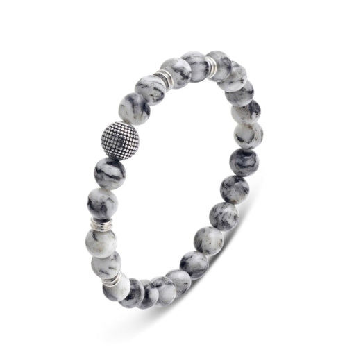 BLAZE Beaded Black & White Marble Stone Bracelet