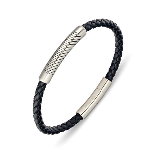 BLAZE Leather Stainless Steel Braided Bracelet