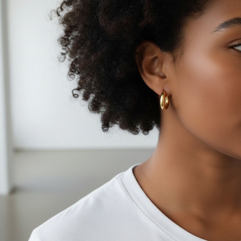 9ct Yellow Gold 18mm Full Round Polished Finish Hinged Hoop Earrings
