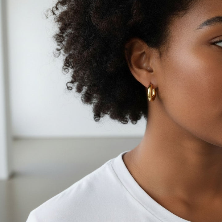 9ct Yellow Gold 18mm Full Round Polished Finish Hinged Hoop Earrings