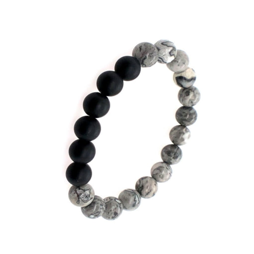 BLAZE Beaded Grey Stone & Agate Bracelet