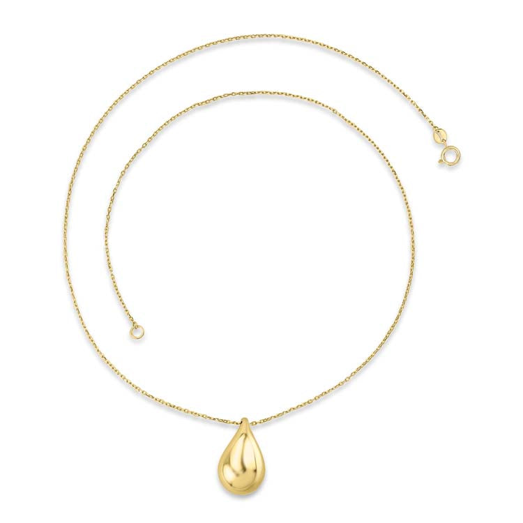 9K Yellow Gold Bold Hollow Drop Necklace 40-45cm