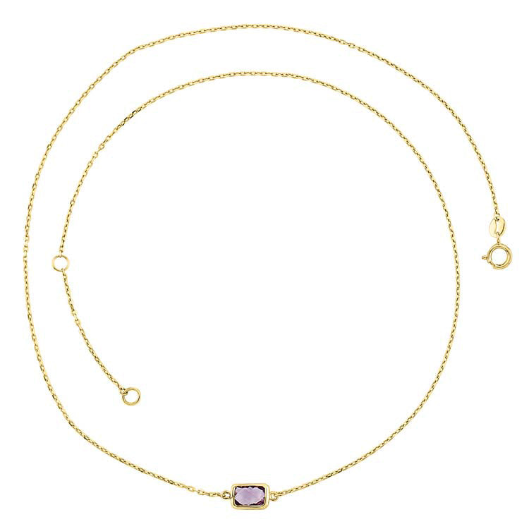 9K Yellow Gold Faceted Amethyst Necklace 45cm