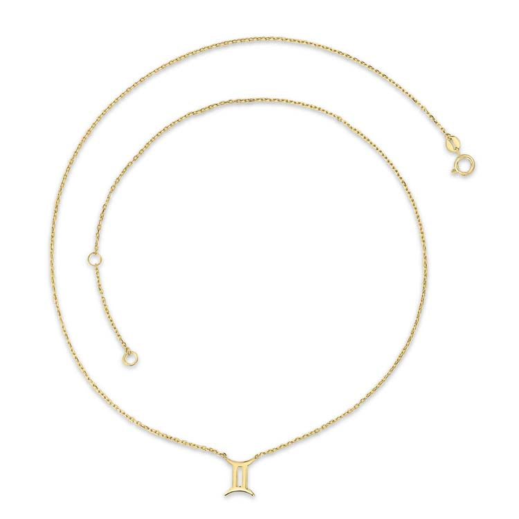 9K Yellow Gold Gemini Zodiac Necklace 40-45cm - B & S Lyncris Jewellers
