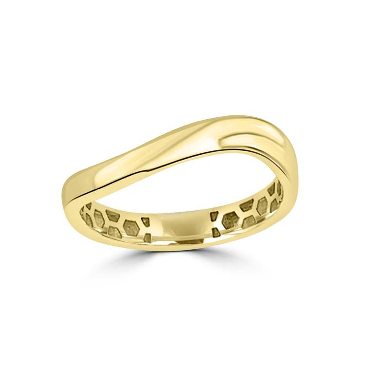 9K Yellow Gold Solid Curved Ring - B & S Lyncris Jewellers