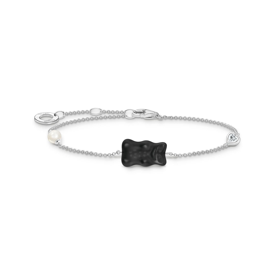 THOMAS SABO Bracelet with black Goldbear, freshwater pearl &amp; zirconia