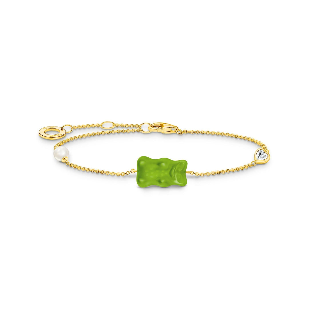THOMAS SABO Bracelet with green goldbears &amp; freshwater pearl - B &amp; S Lyncris Jewellers