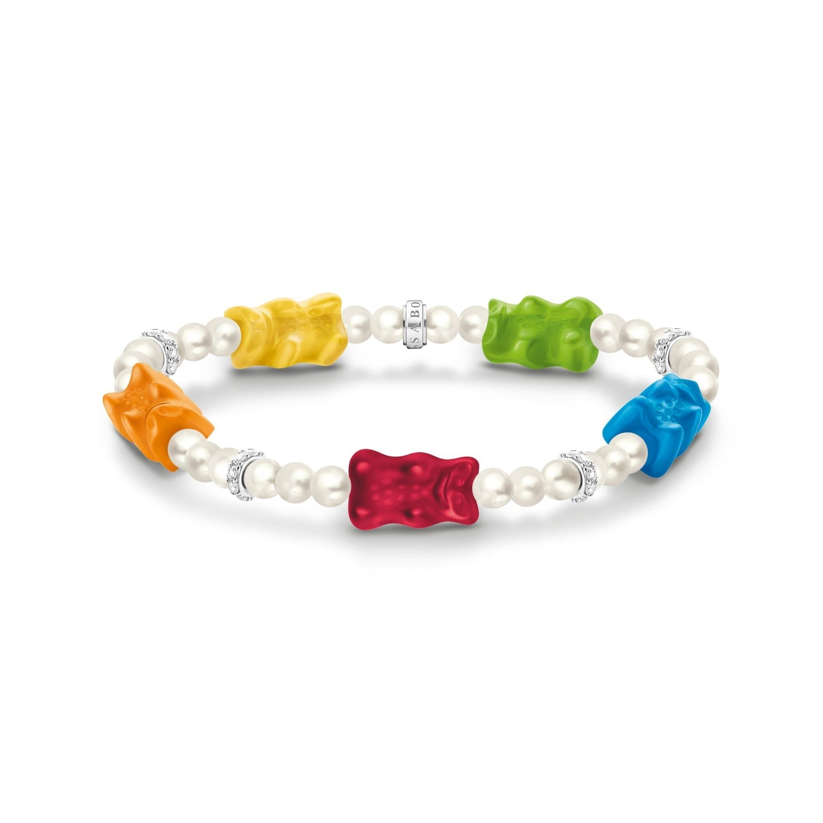 THOMAS SABO Pearl bracelet with 5 colourful goldbears - B & S Lyncris Jewellers