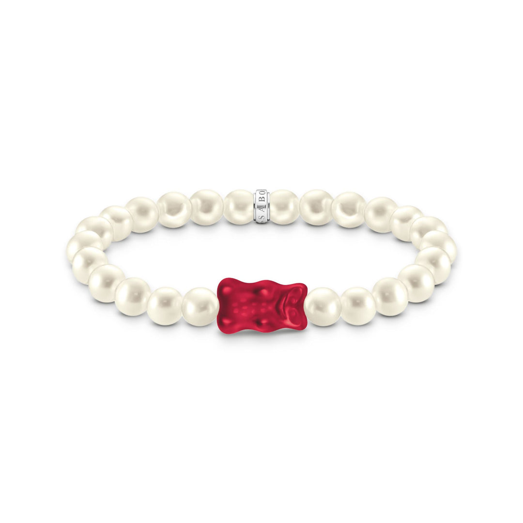 THOMAS SABO Pearl bracelet with red goldbears - B &amp; S Lyncris Jewellers