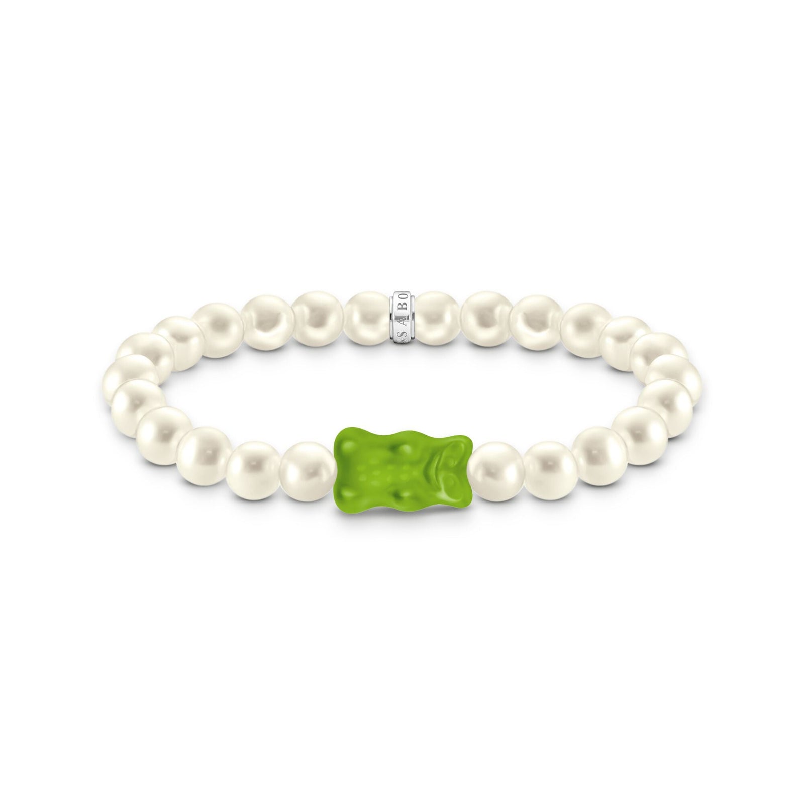 THOMAS SABO Pearl bracelet with green goldbears - B & S Lyncris Jewellers