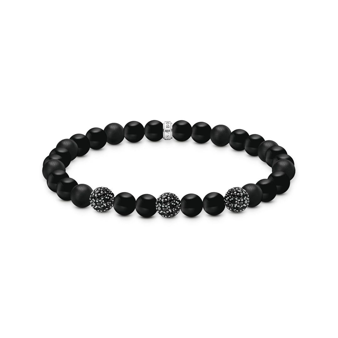 THOMAS SABO Obsidian bracelet with three zirconia beads