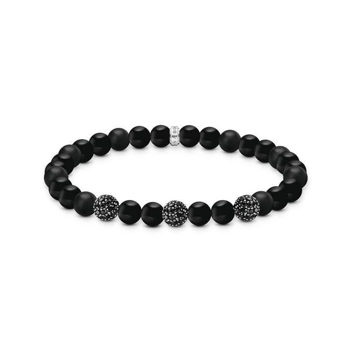 THOMAS SABO Obsidian bracelet with three zirconia beads