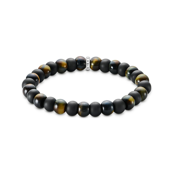 THOMAS SABO Bracelet with obsidian and tiger's eye beads