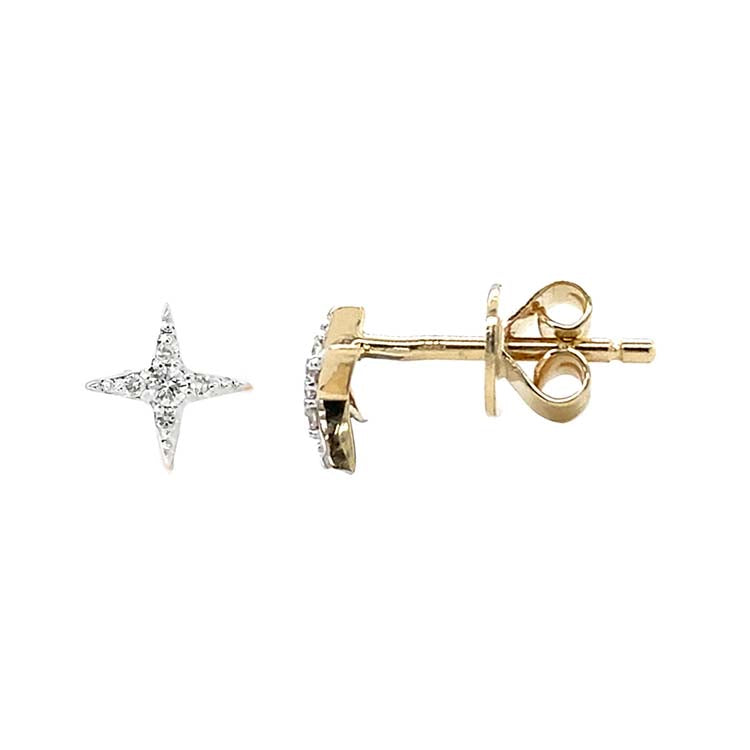 Diamond Earrings with 0.06ct Diamond in 9K Yellow Gold - B & S Lyncris Jewellers