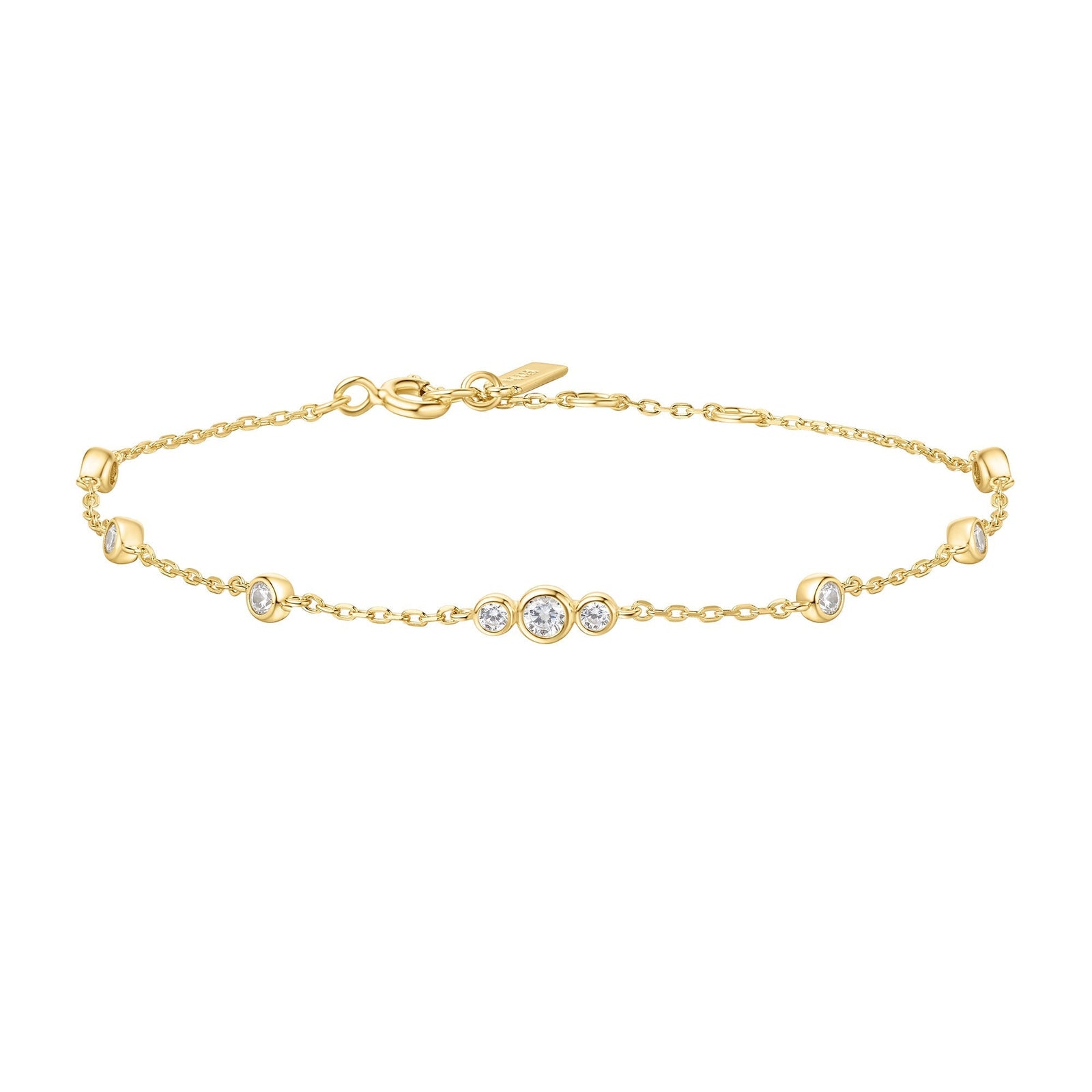 Ania Haie Gold Sparkling Bezel Cubic Zirconia Station Bracelet - B & S Lyncris Jewellers