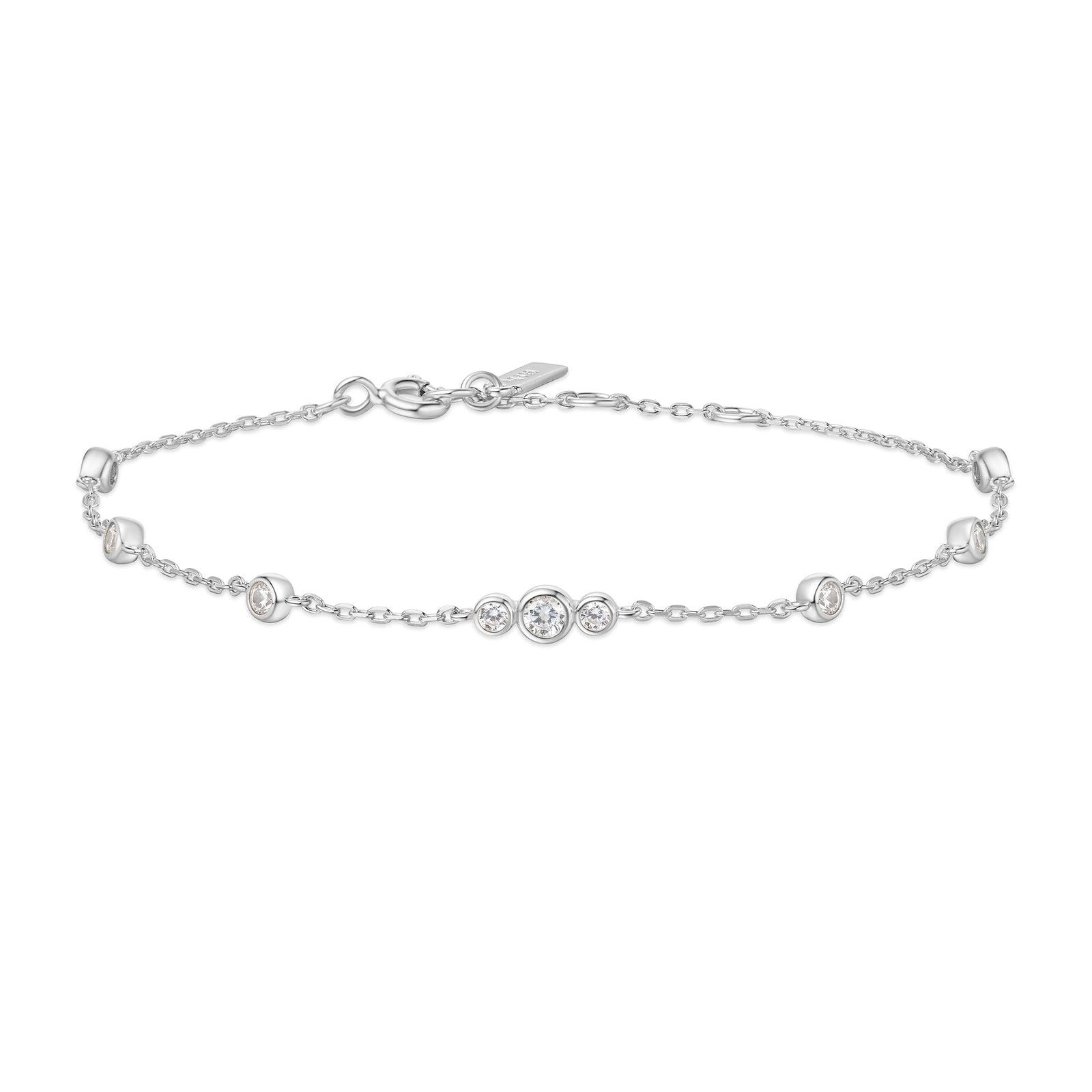 Ania Haie Silver Sparkling Bezel Cubic Zirconia Station Bracelet - B & S Lyncris Jewellers