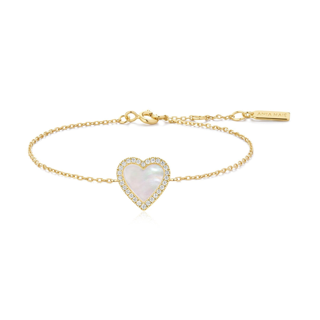 Ania Haie Gold Mother of Pearl Halo Heart Bracelet - B &amp; S Lyncris Jewellers